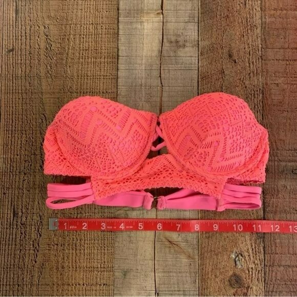 Tinibikini Swimwear women's size XS crocheted bikini top pink - Picture 2 of 7